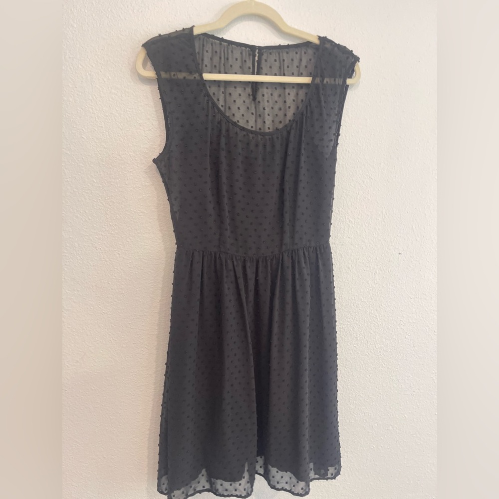 J Crew semi-sheer black polka dot dress